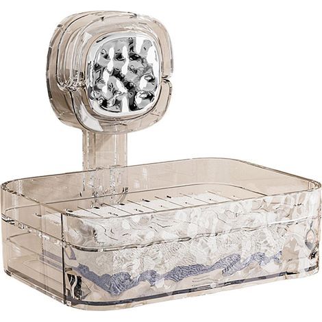 Porte-savon à ventouse avec trou d'évacuation, robuste et durable, facile à installer, fixation murale, convient aux salles de douche, porte-savon, noir. (1/5)