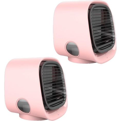 Raffrescatore d'aria portatile - Mini condizionatore - Raffreddamento personale - Con aromaterapia - Serbatoio da 300 ml - Rosa (2 pezzi) (1/5)