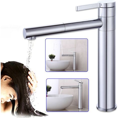 Badezimmer-Wasserhahn, 360° drehbar, Waschbecken-Wasserhahn, Einhebel-Mischbatterie, Badezimmer-Wasserhahn mit hohem Waschbecken