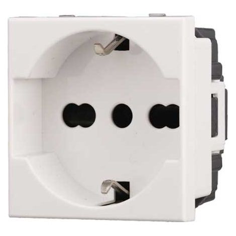 Prises Schuko compatible Bticino Axolute 2P+T 10/16A 250V couleur blanc Ettroit AB2102