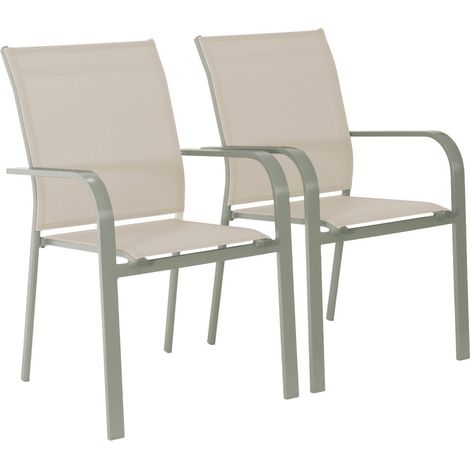 sweeek - 2er-Set stapelbare Gartensessel aus Aluminium und Textilene (1/5)