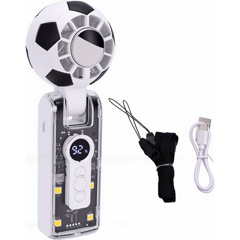 Tragbarer Turboventilator mit 100 Geschwindigkeitsstufen, faltbarer Kühlung, 3600 mAh Akkubetrieb, für Outdoor-Aktivitäten, Reisen, Arbeit, Fußball, weißes Design. (1/5)