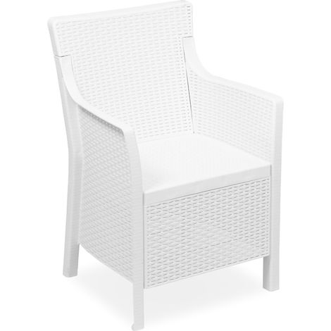 Poltrona da Esterno Wanless, Braccioli Made in Italy, Cuscini Inclusi, 60x53 cm Bianco