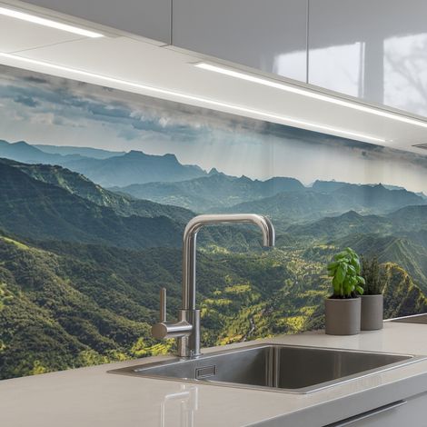 REVETEMENT MURAL DE CUISINE, CRÉDENCE DE CUISINE Paysage - Vallée - Vert 250x60 cm (1/5)