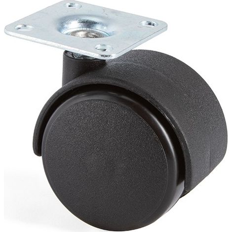 rueda giratoria modelo kelly ø45 aro doble plástico negro freno sin freno (1/5)