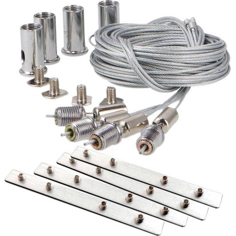 Set de 4 cables de suspensión 1,5m y conectores para perfiles de aluminio (1/4)