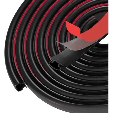 Joint Porte, 5m (L) x 10mm (B) x 6mm (D), Joint Porte Entree, Joint de Porte, Joint de Porte D'entrée, Joint Fenetre, Joint Caoutchouc Porte, Noir, Insonorisation, Flexible, étanche (1/5)