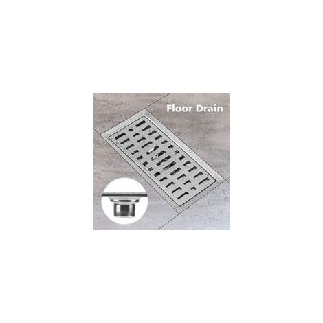 Scarico rettangolare in acciaio inox per pavimento, protezione per scarico bagno e doccia, filtro a griglia per acque reflue cucina, 20x10x7cm - Crezuo