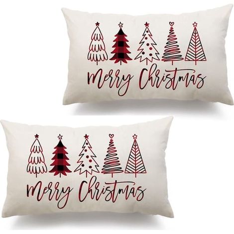 Lot de 2 taies d'oreiller décoratives de Noël pour canapé - 30 x 50 cm (1/5)