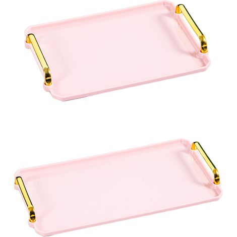 Plateau De Service Avec Poignées - Plateau Rectangulaire En PS Et Acrylique Pour Table Basse Ottomane Salon Salle De Bain Comptoir - 2 Pièces (1/5)
