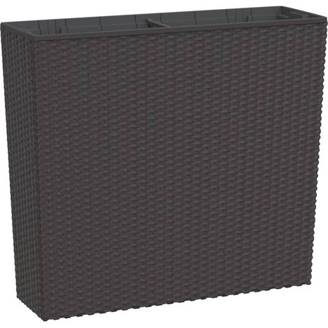 Jardinière Bac à fleurs et intérieur amovible marron 12 /44 L rotin PP (1/5)