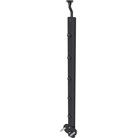 Poteau pour garde-corps - Aluminium Noir - 97.9-103.9cm de haut - Avec 5 supports de tubes bien pré-montés - Intérieur et extérieur - Poser latérale