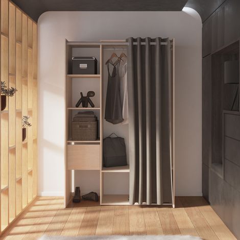 Dressing extensible 1 colonne 119x50x183 cm naturel et gris (1/5)