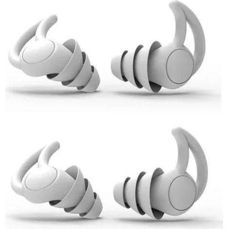 2 paires Bouchons d'oreilles antibruit - Universel silicone - Lavables et réutilisables - Blanc - Pour sommeil & natation (1/2)