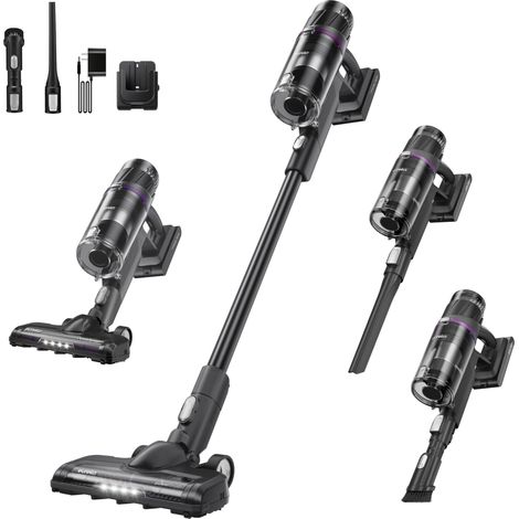 Aspirateur Balai sans Fil Anti-allergène Aspiration Puissante, 4 en 1 avec Longue Autonomie 50 Minutes, Reharge Murale, Aspirateur à Main Léger pour Poils Cheveux (1/5)