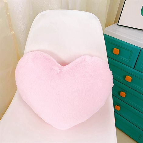 Coussin En Forme De Coeur - Velours Rose - 33 x 25 cm - Rembourrage En Fibre De Polyester - Pour Canapé Chambre Bureau Voiture - 1 Pièce (1/5)