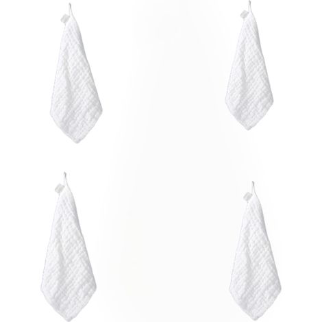 Lot de 4 serviettes en coton, 28 x 28 cm, gaze 6 épaisseurs, absorbante, hypoallergénique, pour bébé et adulte (1/5)
