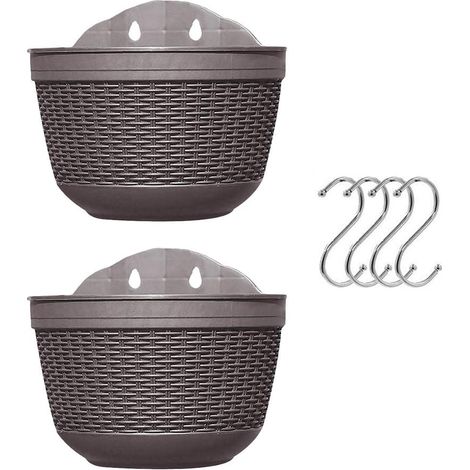 Lot 2 pots fleurs suspendus panier suspendu plastique support crochet suspension balcon clôture mur jardinières suspendues clôture 4 (1/5)