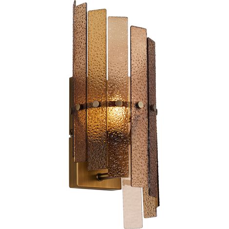 QAZQA Design Wall Lamp Dark Bronze with Amber Glass - Versailles (1/5)