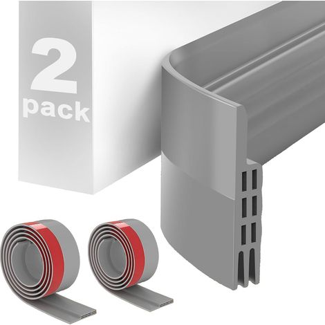 Pack of 2 Insulating Door Draught Excluders, 5 cm x 100 cm, Grey, Anti-Draught and Waterproof Soft Silicone Door Draught Excluder Cold Insulation for Cold, Noise and Moisture Insulation (1/5)
