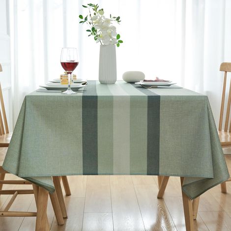 Gestreifte Tischdecke 200x140cm Grün Abwaschbar Rechteckig für Küche & Outdoor