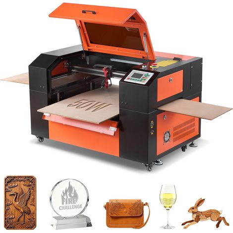 Graveur Laser CO2 50 W Machine à Graver Laser CO2 500x300 mm, Machine de Gravure et Découpe Passage 4 Voies, Compatible avec LightBurn CorelDRAW, pour Bois Acrylique Cuir, avec Assistance d'Air (1/5)