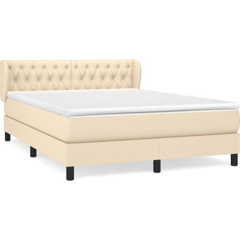 Maison Exclusive - Giroletto a Molle con Materasso Crema 140x200 cm in Tessuto