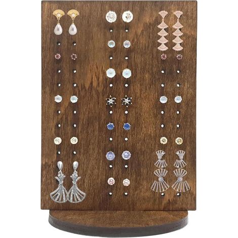Mini Porte Bijoux et Boucles d'Oreilles en Bois, Rangement Bijoux pour Boucles d'Oreilles, Presentoir Bijoux avec Base, Porte Boucle d'Oreille 84 Emplacements pour Femmes et Filles Portable (1/5)