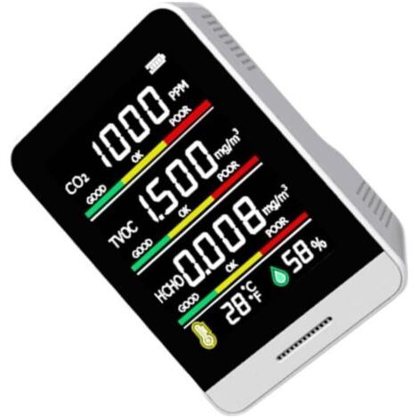 Détecteur De Co2 Testeur De Particules d'air Transducteur Numérique Jauge D'Humidité Capteurs Analyseur Moniteur De Qualité De L'Air Détecteur De Dioxyde De Carbone Capteur Blanc (1/4)