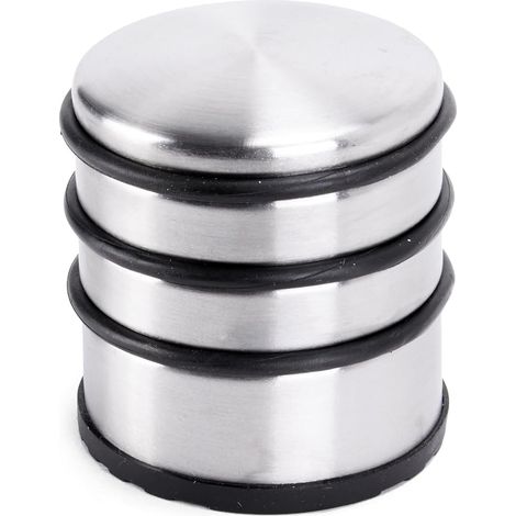 Türstopper aus matt gebürstetem Edelstahl 7cm, Höhe: 8cm  Massiver Türstopper 1 kg auch für schwere Türen  3 hochwertige Gummiringe als Schutz (1/5)