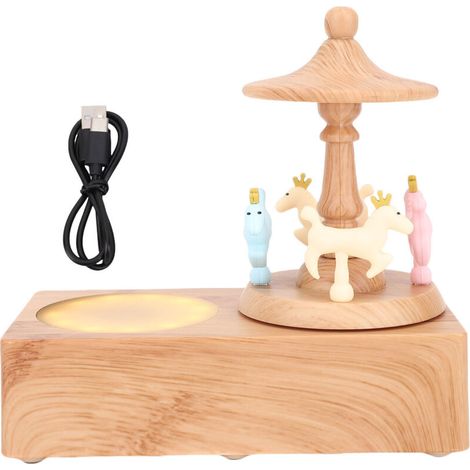 Jeffergarden Enceinte carrousel mignonne sans fil Bluetooth 5.0 avec lumière et batterie 1200 mAh pour la décoration de la chambre à coucher (1/5)