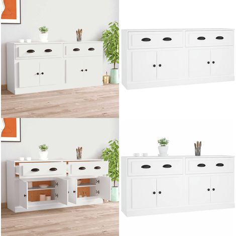 Sideboards 2 Stk. Weiß Holzwerkstoff - Sideboard - Wohnzimmermöbel - Holzschrank - Weißer Schrank - Möbel Online Kaufen - Home & Living (1/5)
