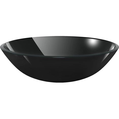 Lavabo Verre trempé 42 cm Noir (1/4)