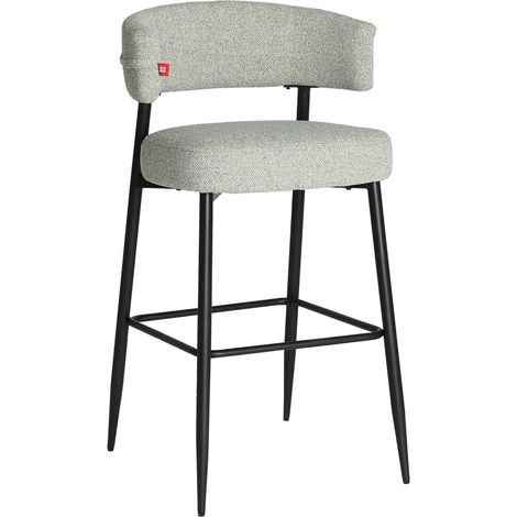 Tabouret de bar contemporain en tissu vert - vert marbré et noir (1/5)