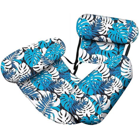 Bouées gonflables pour adultes, chaise longue flottante à motif végétal, chaise de piscine robuste et frite bleue (partie 1) (1/5)