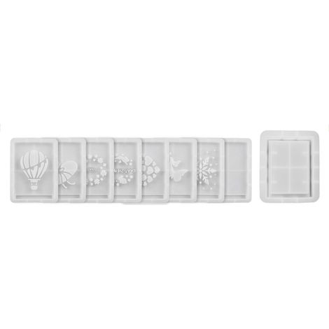 Moule En Silicone - 9 Pièces - Pour Fabrication De Boîtes Cadeaux En Plâtre Ou Résine - Formes Lapin Coeur Ballon Flocon Papillon - 10,8 X 8 Cm