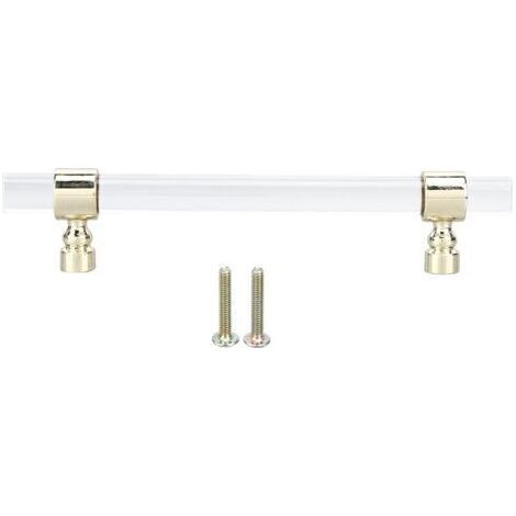 Poignée en acrylique cristal transparente facile à installer, poignée de tiroir pour armoires, tiroirs, commodes B01277S espacement des trous 128 or (1/5)