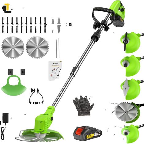 Cortacésped inalámbrico, altura ajustable, accesorios versátiles, una batería. (1/2)