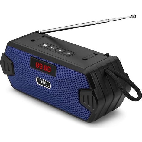 Enceinte portable sans fil Bluetooth avec mini caisson de basses, compatible carte TF et USB, récepteur FM/radio (bleu). (1/5)