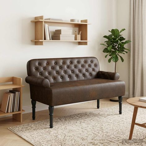 vidaXL Loveseat con bottoni imbottiti Marrone 120 x 65 x 78 cm (1/5)