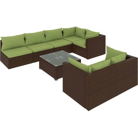 vidaXL 8-tlg. Garten-Lounge-Set mit Kissen Braun Poly Rattan (1/5)