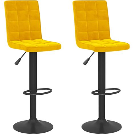 Taburetes de cocina 2 unidades terciopelo amarillo mostaza vidaXL (1/5)
