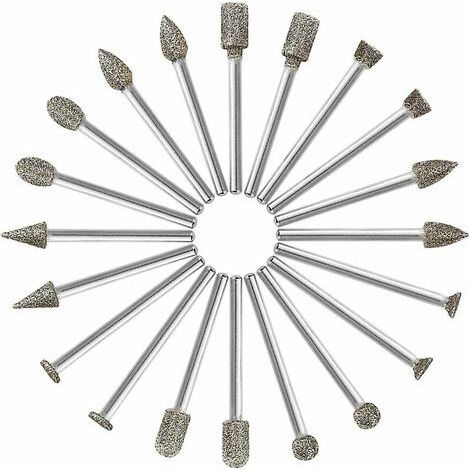 Diamond Burrs, 20Pcs Diamond Rotary Burr (Drill/Head/Diamond Tip) with 3mm Shank for Dremel Rotary Tool (DIY Grinding, Polishing, Engraving),Superma (1/5)