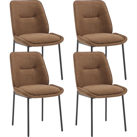 Wahson 4Pcs Dining Chairs Chenille, Modern Upholstered Kitchen Chairs with Metal Legs for Dining Room Kitchen Bedroom, Brown