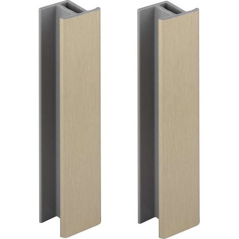 2 conectores de zócalo de 120 mm, acabado en acero inoxidable pulido, conector para herrajes de cocina, pata de mueble, perfil de PVC, plástico (1/3)