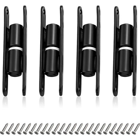 4 Paires Paumelles de Porte Noires, Charnière Porte en Fer Haute Résistance, Gond Porte avec 24 Vis, pour Porte, Placard et Fenêtre (1/5)