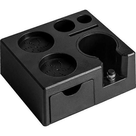 Espresso-Tamperstation, höhenverstellbarer Siebträgerhalter (51–54/58 mm) mit 4 Tampern und Verteiler (1/4)