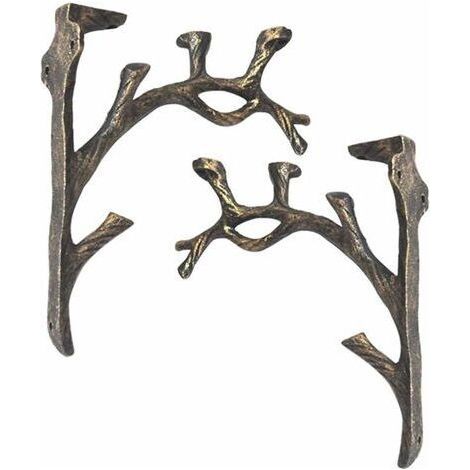 Supports d'étagère murale vintage en fer forgé – 2 pièces – Imperméable et antirouille – Pour planches jusqu'à 60mm d'épaisseur (1/5)