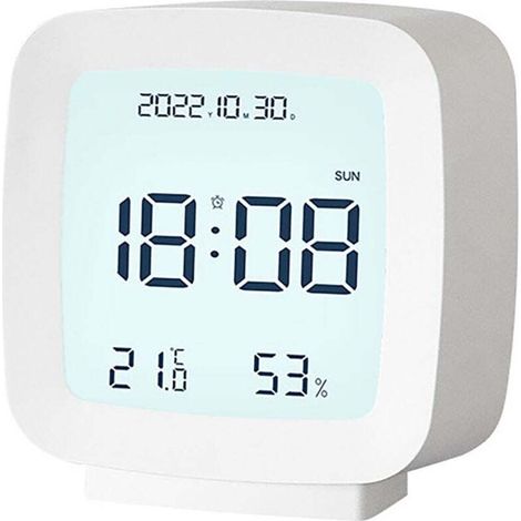 Réveil Enfant Numérique LED avec Affichage Température et Humidité Intérieur Blanc (1/4)