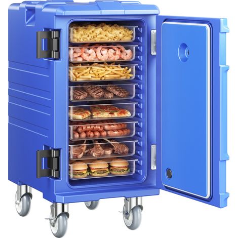 VEVOR Contenitore Riscaldato per Alimenti, Coibentato per Ristorazione 120 L con Doppie Fibbie e Maniglie, Contenitori per Alimenti, Contenitore per Alimenti Portabile Alimenti Mensa Ristorante Blu